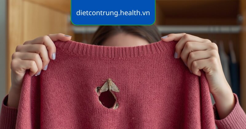 Người kiểm tra quần áo len trong tủ đồ, minh họa cách đuổi ngài vải hiệu quả