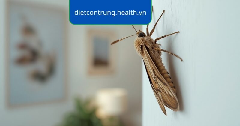 Con ngài đậu trên tường gần đèn trong nhà, minh họa các loại ngài thường gặp