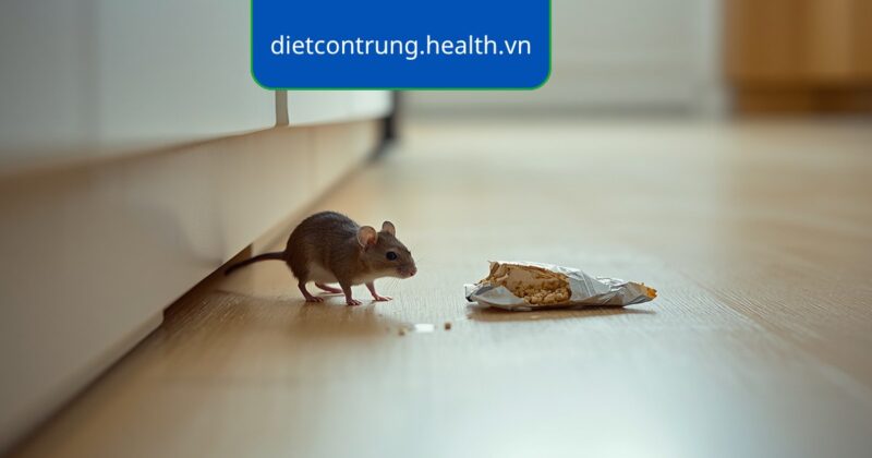 Chuột nhắt ló đầu sau góc tủ bếp, minh họa các loài gặm nhấm gây hại thường gặp