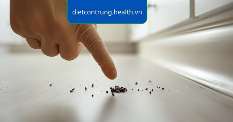 Người đeo găng tay dọn dẹp góc bếp, minh họa cách xử lý an toàn khi nhà có dấu hiệu chuột
